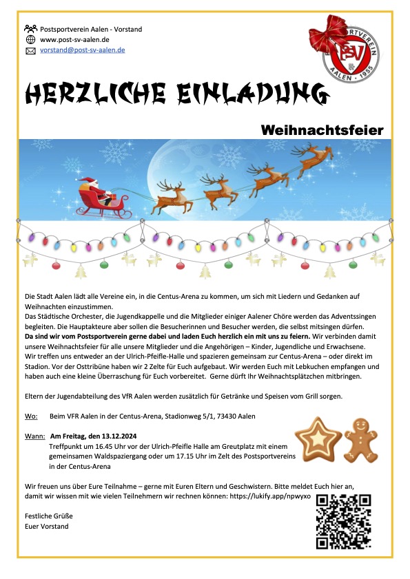 Ausschreibung Weihnachtsfeier 2024